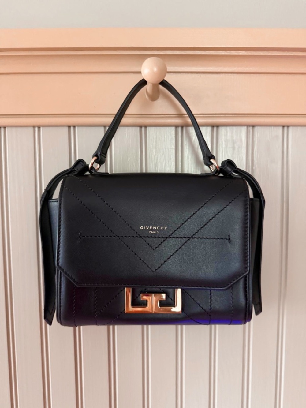 Givenchy Eden Mini Two Way Leather Crossbody Box Bag with Gold Tone Hardware